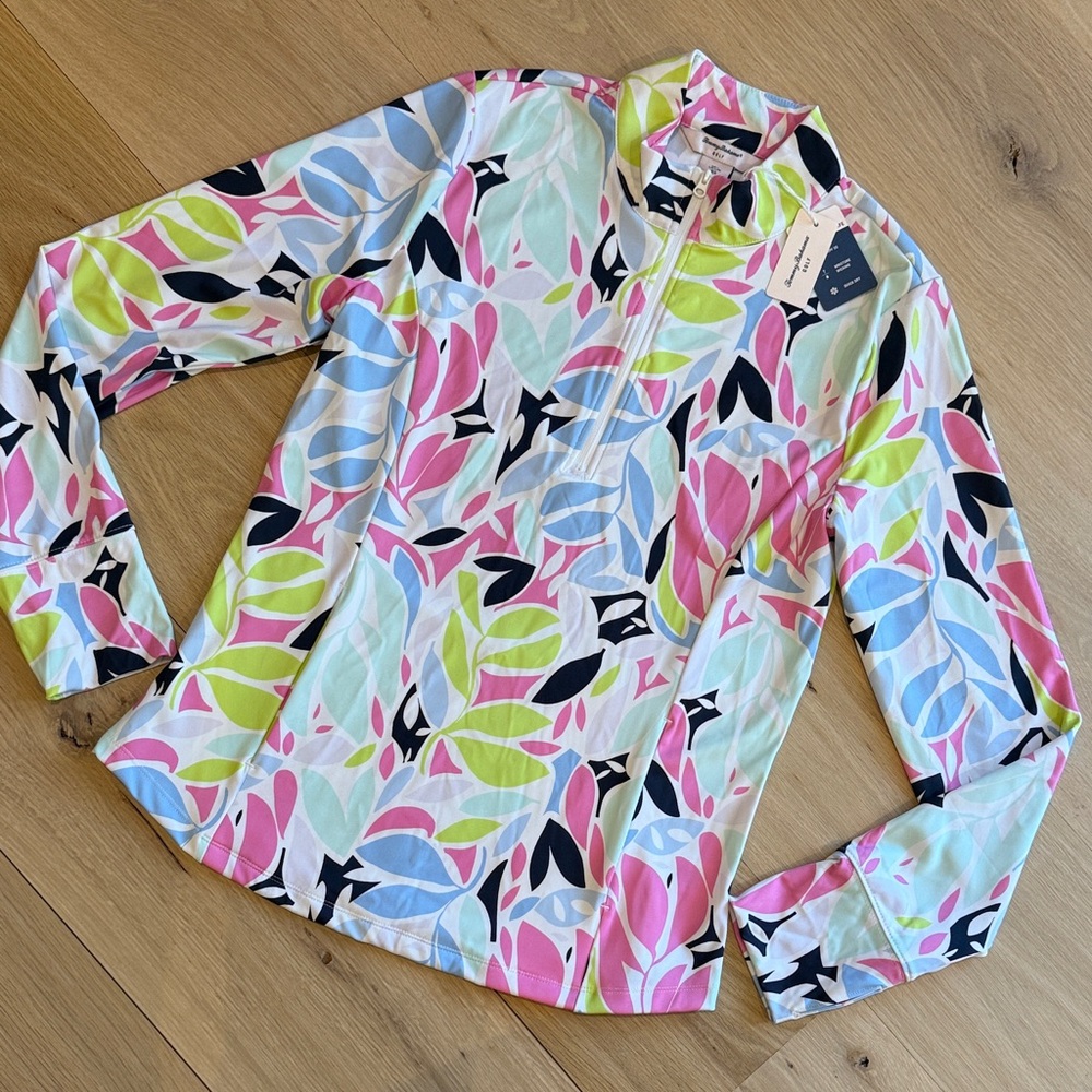 ⛳️ NWT Tommy Bahama Floral Leaf 1/4 Zip Jacket